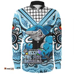 Cronulla-Sutherland Sharks Long Sleeve Button Shirt Aboriginal Inspired Naidoc Week Custom For Die Hard Fan Supporters