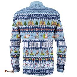 New South Wales Christmas Custom Long Sleeve Button Shirt - Happy Chrissie Ugly Style Long Sleeve Button Shirt