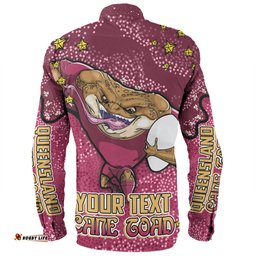 Queensland Cane Toads Custom Long Sleeve Button Shirt - Team With Dot And Star Patterns For Tough Fan Long Sleeve Button Shirt