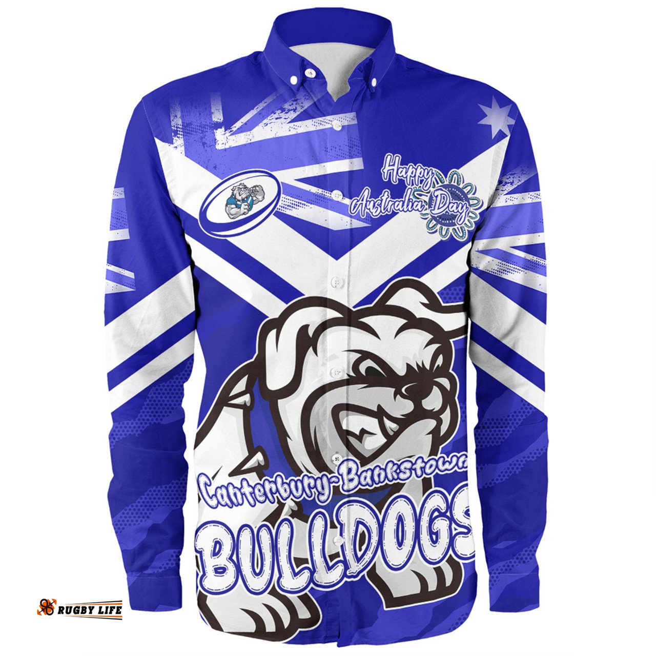 Canterbury-Bankstown Bulldogs Long Sleeve Button Shirt - Happy Australia Day We Are One And Free