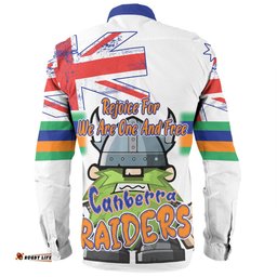 Canberra Raiders Long Sleeve Button Shirt - Happy Australia Day We Are One And Free V2