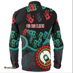 Australia Naidoc Week Long Sleeve Button Shirt - Aboriginal And Hand Art For Our Elder NAIDOC Week 2023
