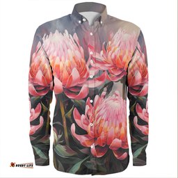Australia Waratah Long Sleeve Button Shirts - Waratah Oil Painting Abstract Ver3 Long Sleeve Button Shirts