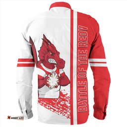 St. George Illawarra Dragons Long Sleeve Button Shirt - St. George Illawarra Dragons Mascot Quater Style