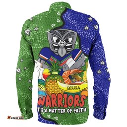 New Zealand Warriors Custom Long Sleeve Button Shirt - Australian Big Things Long Sleeve Button Shirt
