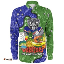 New Zealand Warriors Custom Long Sleeve Button Shirt - Australian Big Things Long Sleeve Button Shirt