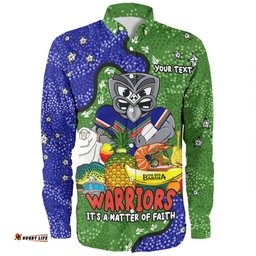 New Zealand Warriors Custom Long Sleeve Button Shirt - Australian Big Things Long Sleeve Button Shirt
