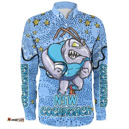 New South Wales Cockroaches Custom Long Sleeve Button Shirt - Team With Dot And Star Patterns For Tough Fan Long Sleeve Button Shirt