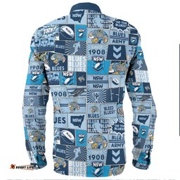 New South Wales Sport Long Sleeve Button Shirt - Team Of Us Die Hard Fan Supporters Comic Style