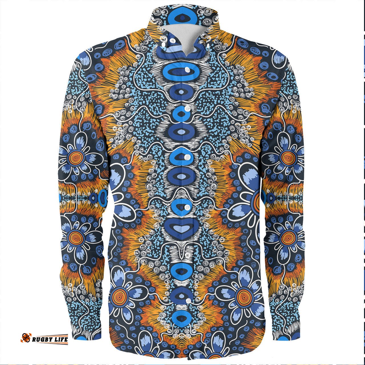 Australia Aboriginal Long Sleeve Button Shirts - Aboriginal Flowers Art Long Sleeve Button Shirts
