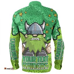Canberra Raiders Custom Long Sleeve Button Shirt - Team With Dot And Star Patterns For Tough Fan Long Sleeve Button Shirt