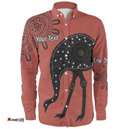 Australia Emu Aboriginal Custom Long Sleeve Button Shirt - Emu Dreamtime Long Sleeve Button Shirt