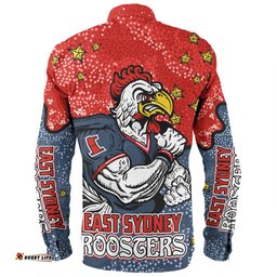 Sydney Roosters Custom Long Sleeve Button Shirt - Team With Dot And Star Patterns For Tough Fan Long Sleeve Button Shirt