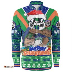 New Zealand Warriors Christmas Custom Long Sleeve Button Shirt - Warriors Santa Aussie Big Things Long Sleeve Button Shirt