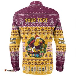 Brisbane Broncos Christmas Custom Long Sleeve Button Shirt - Chrissie Spirit Long Sleeve Button Shirt