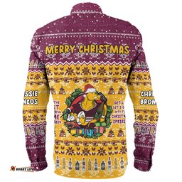 Brisbane Broncos Christmas Custom Long Sleeve Button Shirt - Chrissie Spirit Long Sleeve Button Shirt