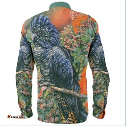Australia Black Cockatoo Long Sleeve Button Shirts - Black Cockatoo and Flowering Gum Long Sleeve Button Shirts