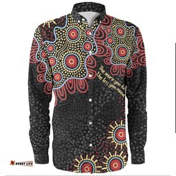 Australia Aboriginal Long Sleeve Button Shirts - The More You Know The Less You Need Red and Gold Patterns Long Sleeve Button Shirts