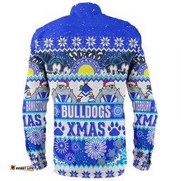 Canterbury-Bankstown Bulldogs Christmas Aboriginal Custom Long Sleeve Button Shirt - Indigenous Knitted Ugly Xmas Style Long Sleeve Button Shirt