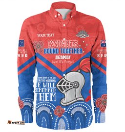 Newcastle Knights Anzac Custom Long Sleeve Button Shirt - Knights Bound Together Shirt