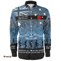 Australia Anzac Day Long Sleeve Button Shirt - Australia and New Zealand Warriors All gave some Some Gave All Blue Long Sleeve Button Shirt