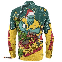 Australia Wallabies Christmas Custom Long Sleeve Button Shirt - Let's Get Lit Chrisse Pressie Long Sleeve Button Shirt