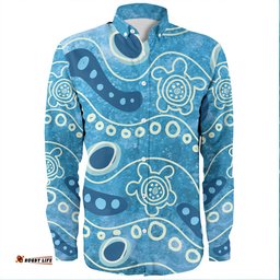 Australia Aboriginal Long Sleeve Button Shirts - River With Aboriginal Dot Art Inspired Long Sleeve Button Shirts