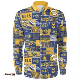 Parramatta Eels Sport Long Sleeve Button Shirt - Team Of Us Die Hard Fan Supporters Comic Style