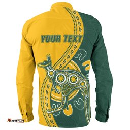 Australia Wallabies Long Sleeve Button Shirt Custom Go Wallabies Aboriginal Inspired Jersey