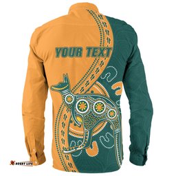 Australia Wallabies Long Sleeve Button Shirt Custom Go Wallabies Aboriginal Inspired Jersey