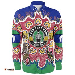Australia Torres Strait Islands Custom Long Sleeve Button Shirt - Torres Strait Islanders Dhari With Goannas And Dot Art Reunion Long Sleeve Button Shirt