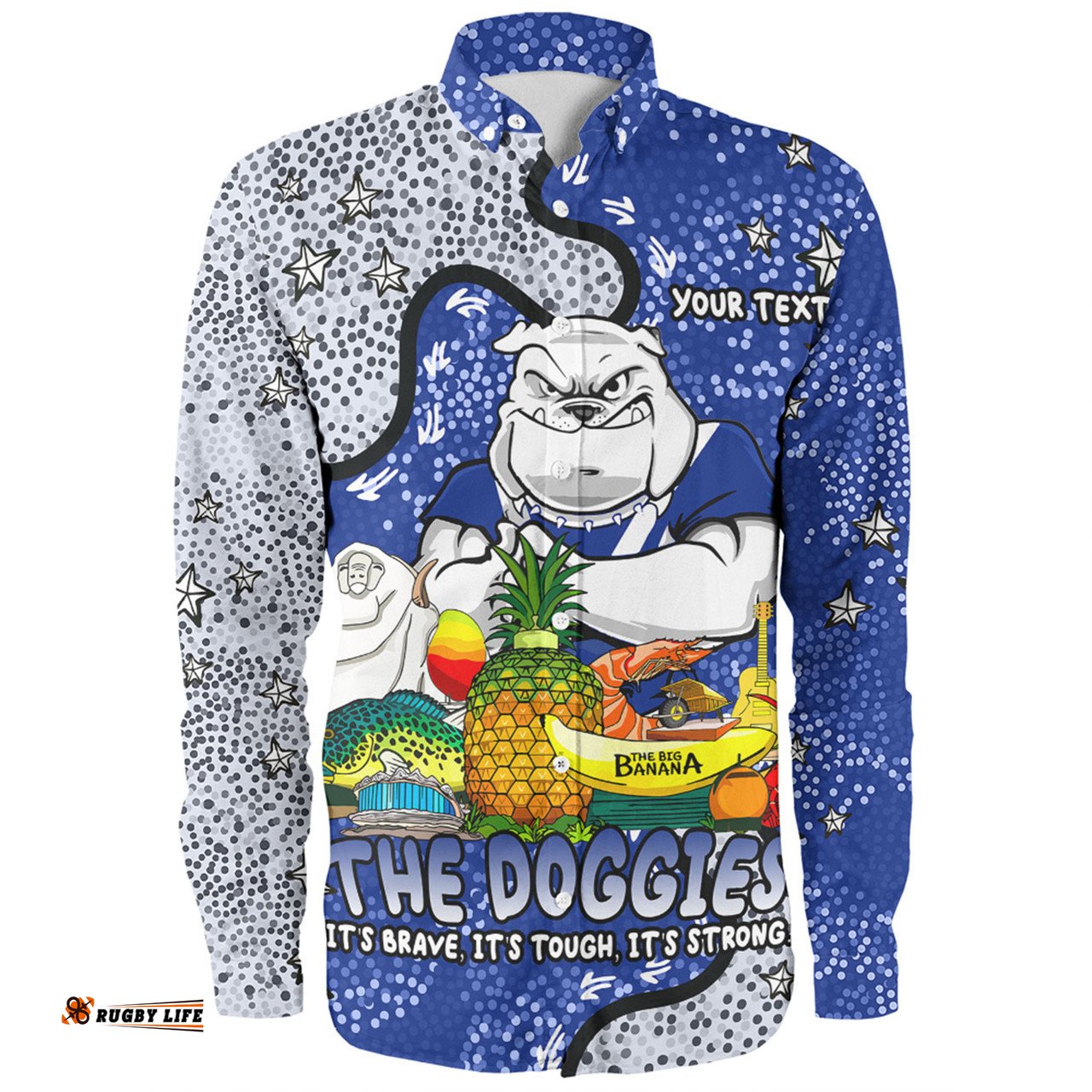 Canterbury-Bankstown Bulldogs Custom Long Sleeve Button Shirt - Australian Big Things Long Sleeve Button Shirt