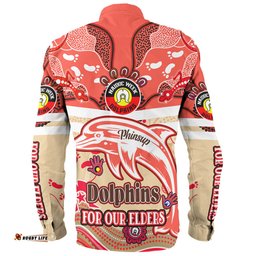 Redcliffe Dolphins Naidoc Week Custom Long Sleeve Button Shirt - For Our Elders Home Jersey Shirt