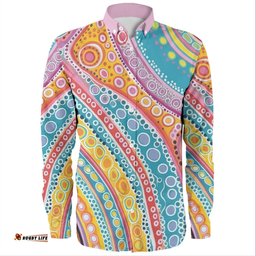 Australia Aboriginal Long Sleeve Button Shirts - Australian Indigenous Aboriginal Art Vivid Pastel Colours Ver 2 Long Sleeve Button Shirts