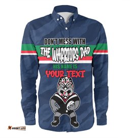 New Zealand Warriors Father's Day Long Sleeve Button Shirt - Screaming Dad and Crazy Fan