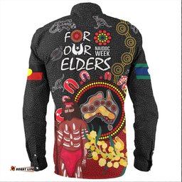 Australia Naidoc Week Long Sleeve Button Shirt - Australia Map With Golden Wattle NAIDOC Week 2023