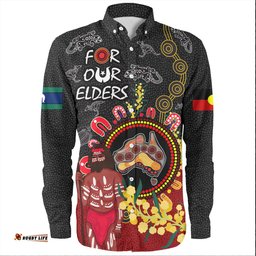 Australia Naidoc Week Long Sleeve Button Shirt - Australia Map With Golden Wattle NAIDOC Week 2023