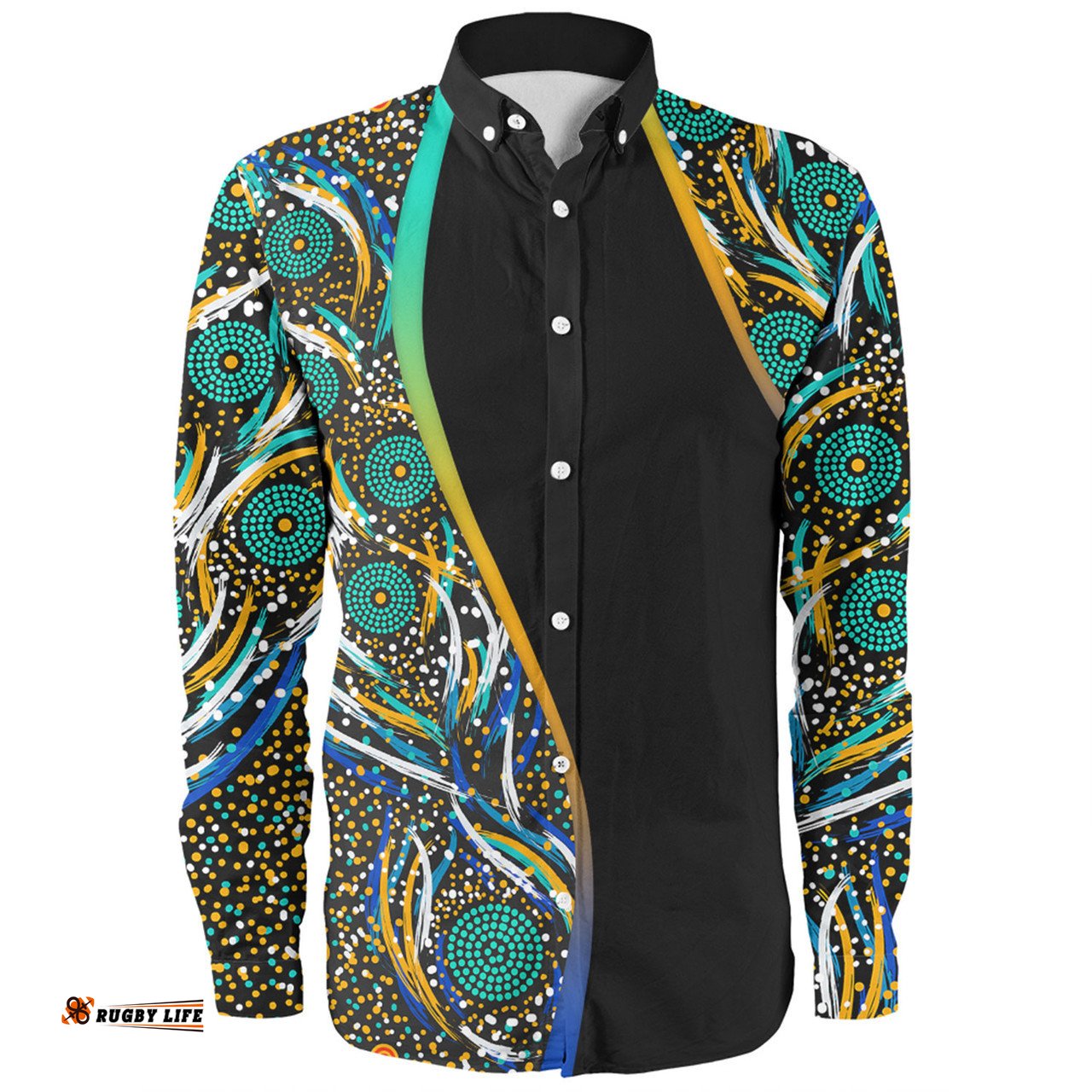 Australia Aboriginal Custom Long Sleeve Button Shirt - Color Dot Dreamtime Long Sleeve Button Shirt