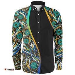 Australia Aboriginal Custom Long Sleeve Button Shirt - Color Dot Dreamtime Long Sleeve Button Shirt