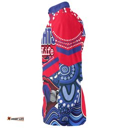 Newcastle Knights Custom Long Sleeve Button Shirt - Knights For Life With Aboriginal Style Long Sleeve Button Shirt