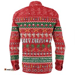 Australia Christmas Custom Long Sleeve Button Shirt - Aussie Ugly Christmas Let's Get Lit Long Sleeve Button Shirt