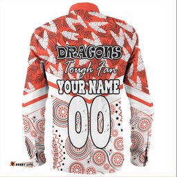 St. George Illawarra Dragons Long Sleeve Button Shirt - Tropical Patterns And Dot Painting Eat Sleep Repeat