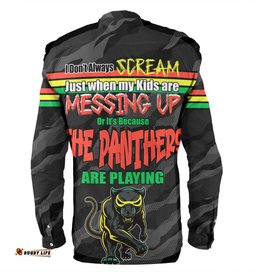 Penrith Panthers Father's Day Long Sleeve Button Shirt - Screaming Dad and Crazy Fan