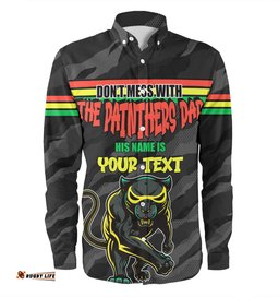 Penrith Panthers Father's Day Long Sleeve Button Shirt - Screaming Dad and Crazy Fan