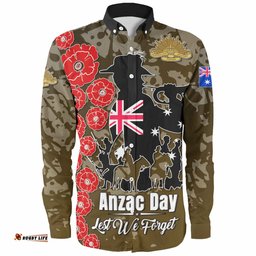Australia Anzac Custom Long Sleeve Button Shirt - Lest We Forget Green Style Shirt