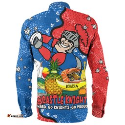 Newcastle Knights Custom Long Sleeve Button Shirt - Australian Big Things Long Sleeve Button Shirt