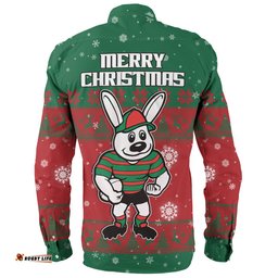 South Sydney Rabbitohs Custom Long Sleeve Button Shirt - Special Ugly Christmas Long Sleeve Button Shirt