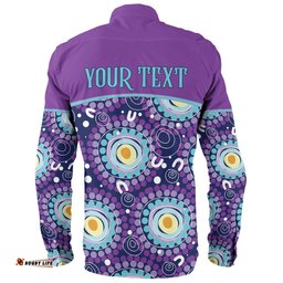 Australia Aboriginal Custom Long Sleeve Button Shirt - Purple Abstract Seamless Pattern With Aboriginal Inspired Long Sleeve Button Shirt