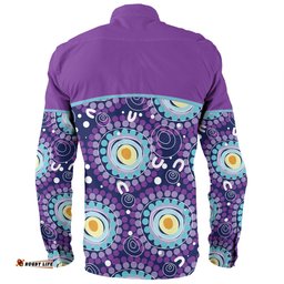 Australia Aboriginal Custom Long Sleeve Button Shirt - Purple Abstract Seamless Pattern With Aboriginal Inspired Long Sleeve Button Shirt