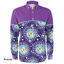 Australia Aboriginal Custom Long Sleeve Button Shirt - Purple Abstract Seamless Pattern With Aboriginal Inspired Long Sleeve Button Shirt